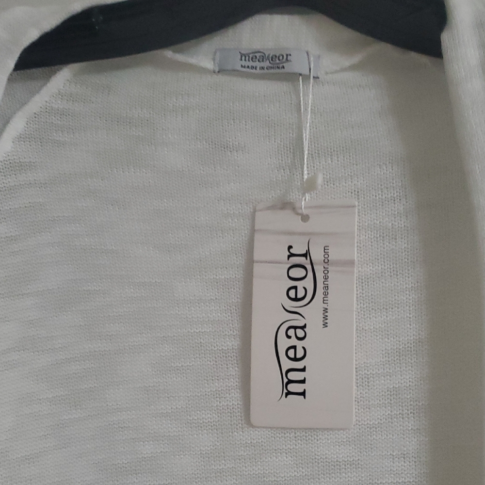 Meaneor Women's White Cardigan Sweater
